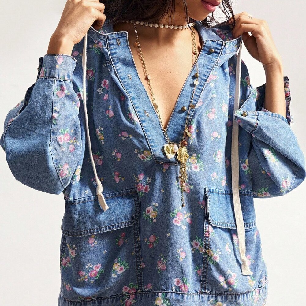 Blue Boho Women's Floral Shirt - Picture 4 of 8
